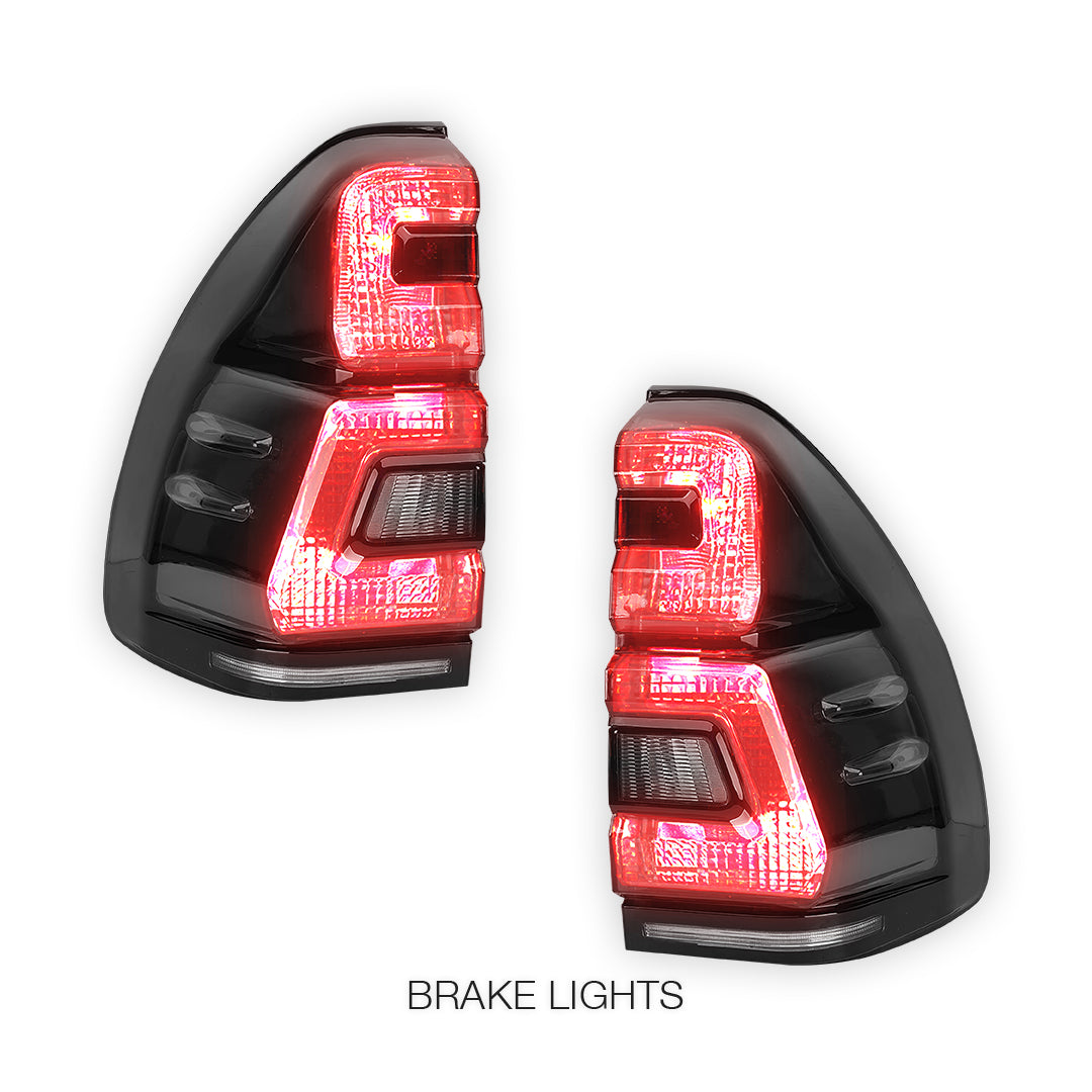 Toyota LandCruiser Prado J120 Series (2003 - 2009) Black Smoked LED Tail Lights LH + RH