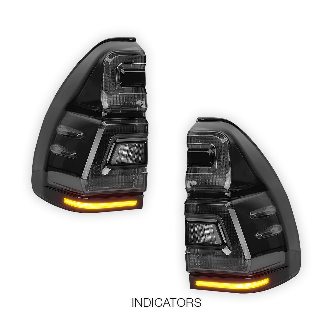 Toyota LandCruiser Prado J120 Series (2003 - 2009) Black Smoked LED Tail Lights LH + RH