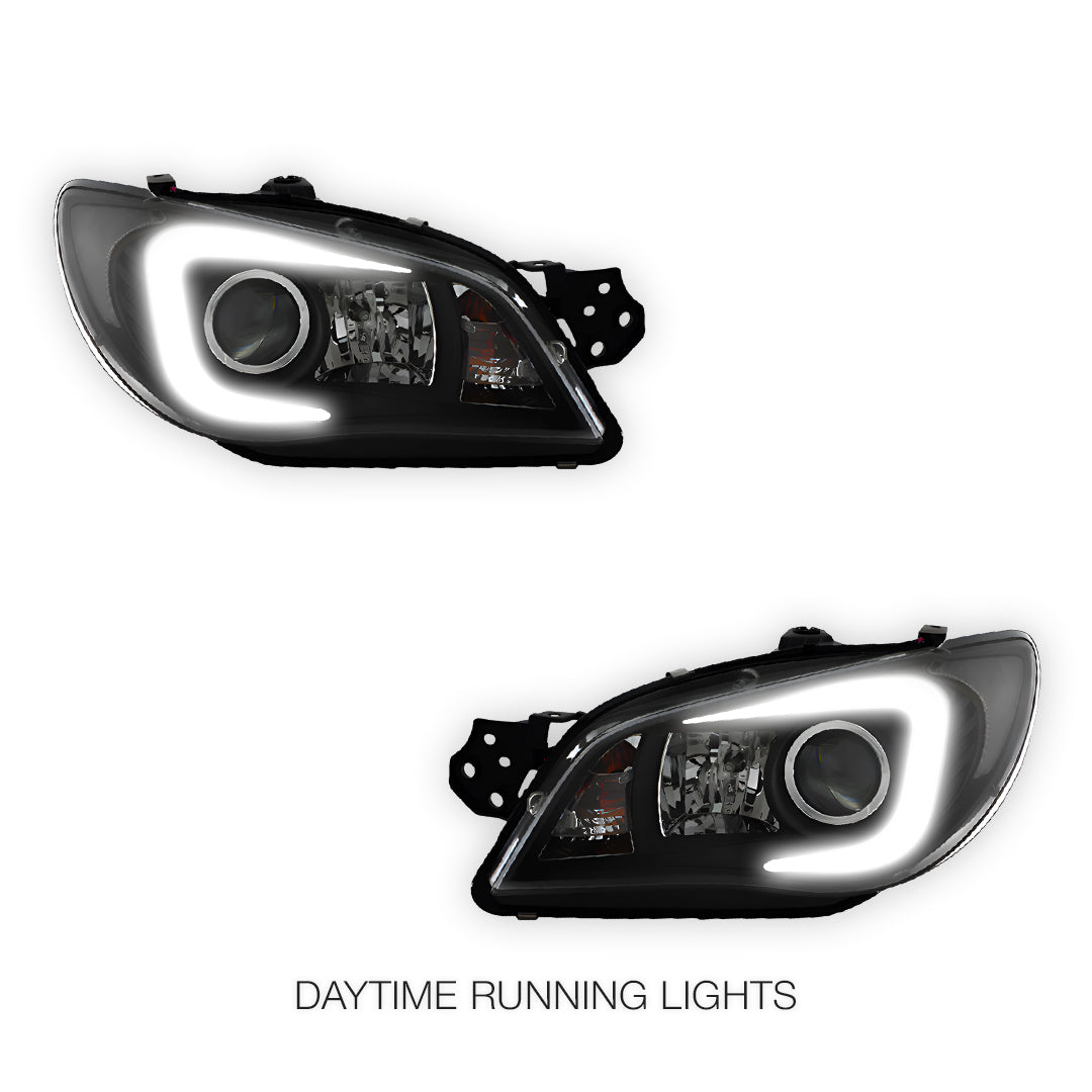 Subaru Impreza GD (2005 - 2007) Halogen Model LED DRL Projector Headlights LH + RH
