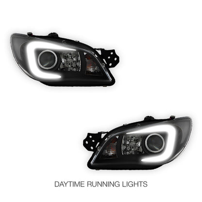 Subaru Impreza GD (2005 - 2007) Halogen Model LED DRL Projector Headlights LH + RH