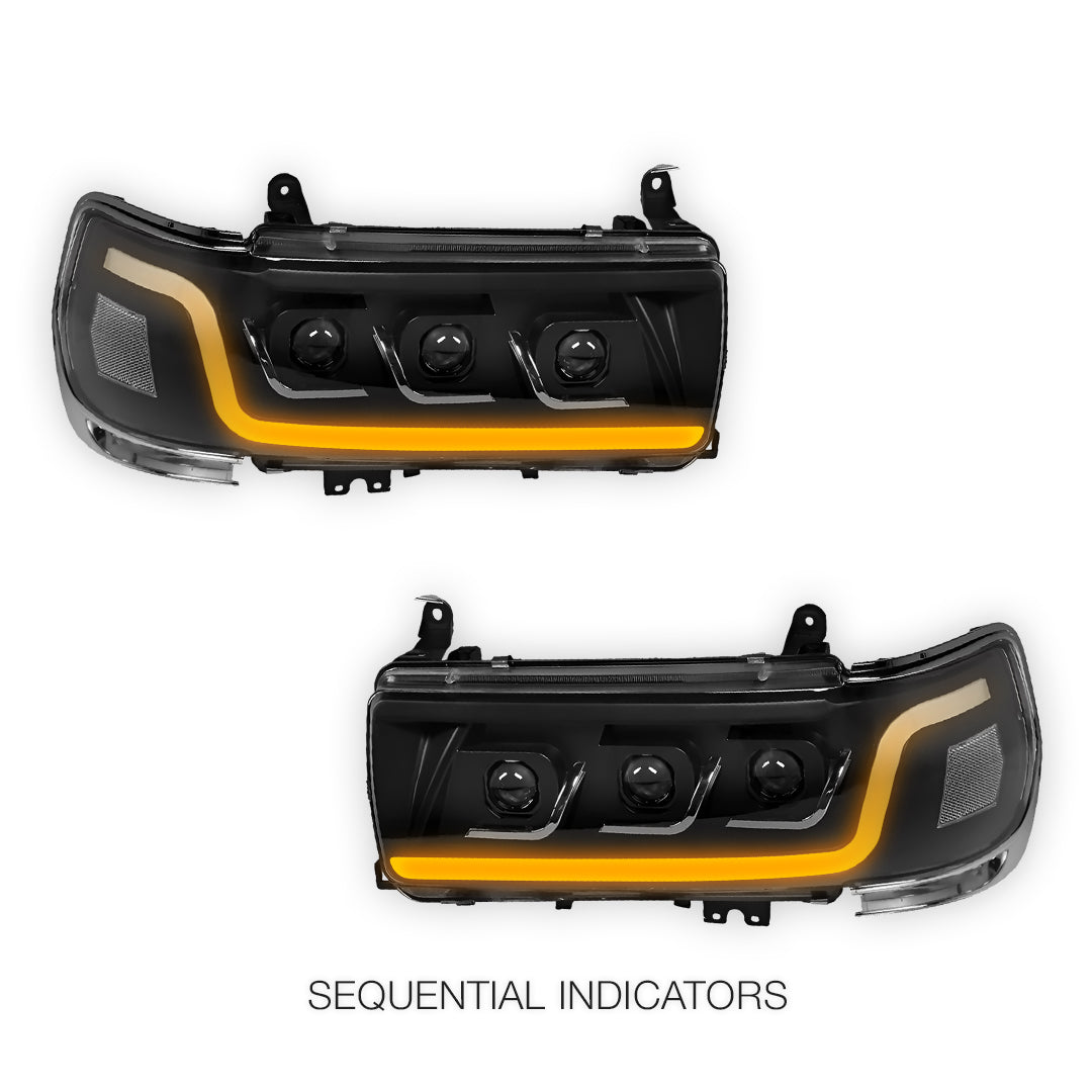 Toyota LandCruiser 80 Series (1990- 1997) LED DRL Projector Headlights LH + RH