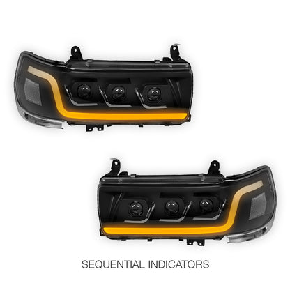 Toyota LandCruiser 80 Series (1990- 1997) LED DRL Projector Headlights LH + RH