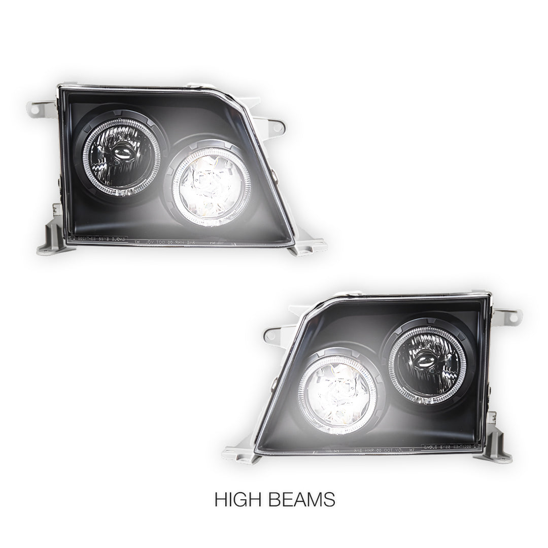 Toyota LandCruiser Prado 90 Series (1997 - 2002) Angel-Eyes DRL Projector Headlights LH + RH