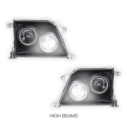 Toyota LandCruiser Prado 90 Series (1997 - 2002) Angel-Eyes DRL Projector Headlights LH + RH