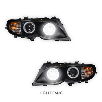 BMW 3 Series E46 Sedan / Wagon (2002 - 2004) CCFL Angel-Eyes Projector Headlights LH + RH