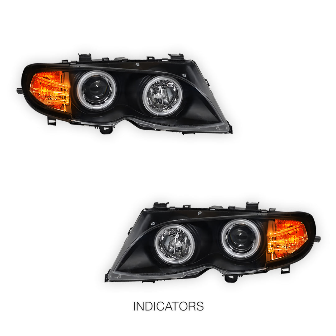 BMW 3 Series E46 Sedan / Wagon (2002 - 2004) CCFL Angel-Eyes Projector Headlights LH + RH