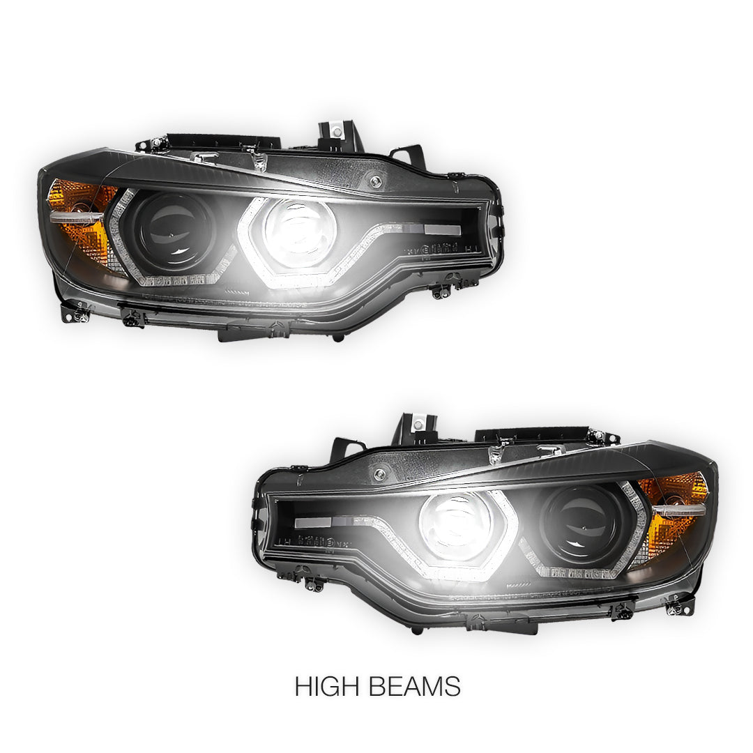 BMW 3 Series F30 / F31 (2012 - 2015) Halogen Model LED DRL Projector Headlights LH + RH