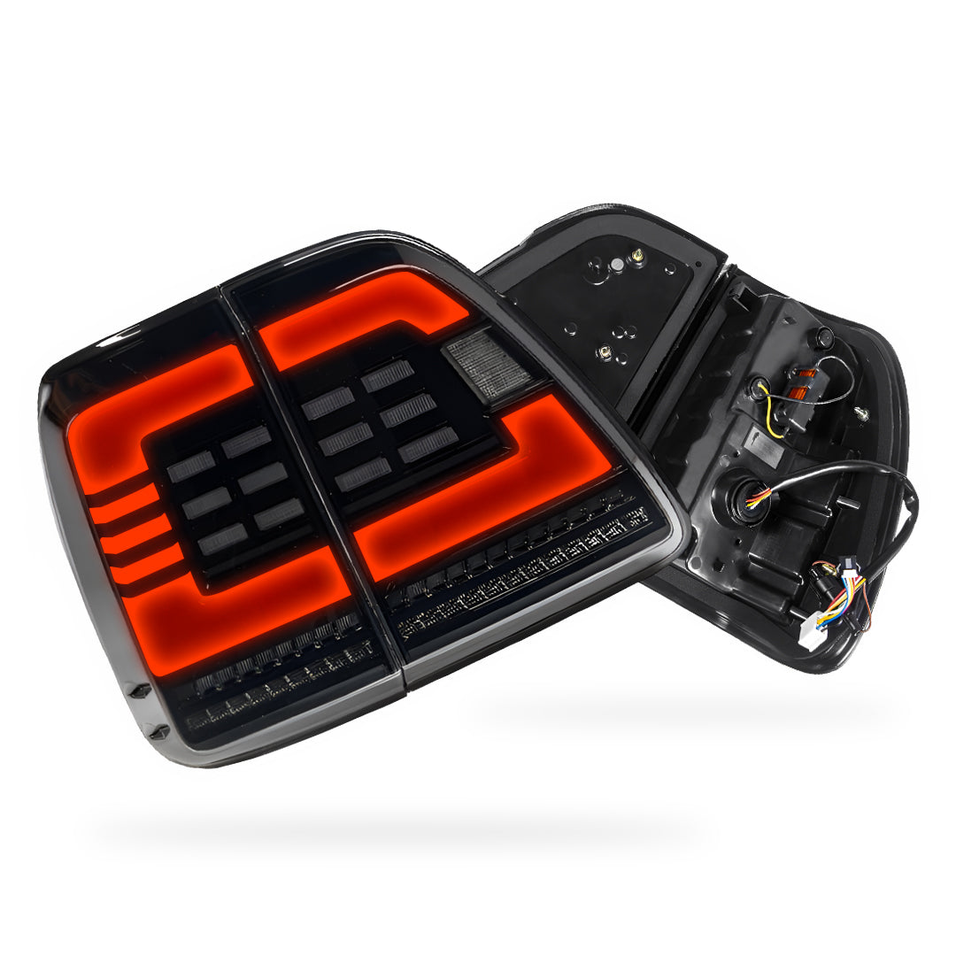 Toyota LandCruiser 100 Series (1998 - 2007) Black Sequential Full LED Tail Lights LH + RH