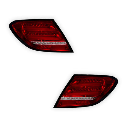 Mercedes-Benz C-Class W204 (2007 - 2011) Clear Red Sequential Full LED Tail Lights LH + RH