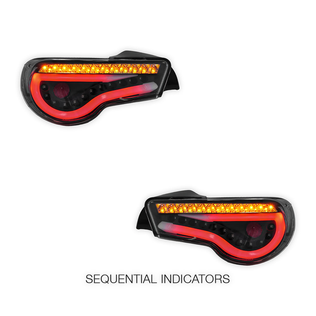 Toyota 86 / ZN6 1st Gen. (2012 - 2021) Sequential Black 3D Stripe Bar Full LED Tail Lights LH + RH