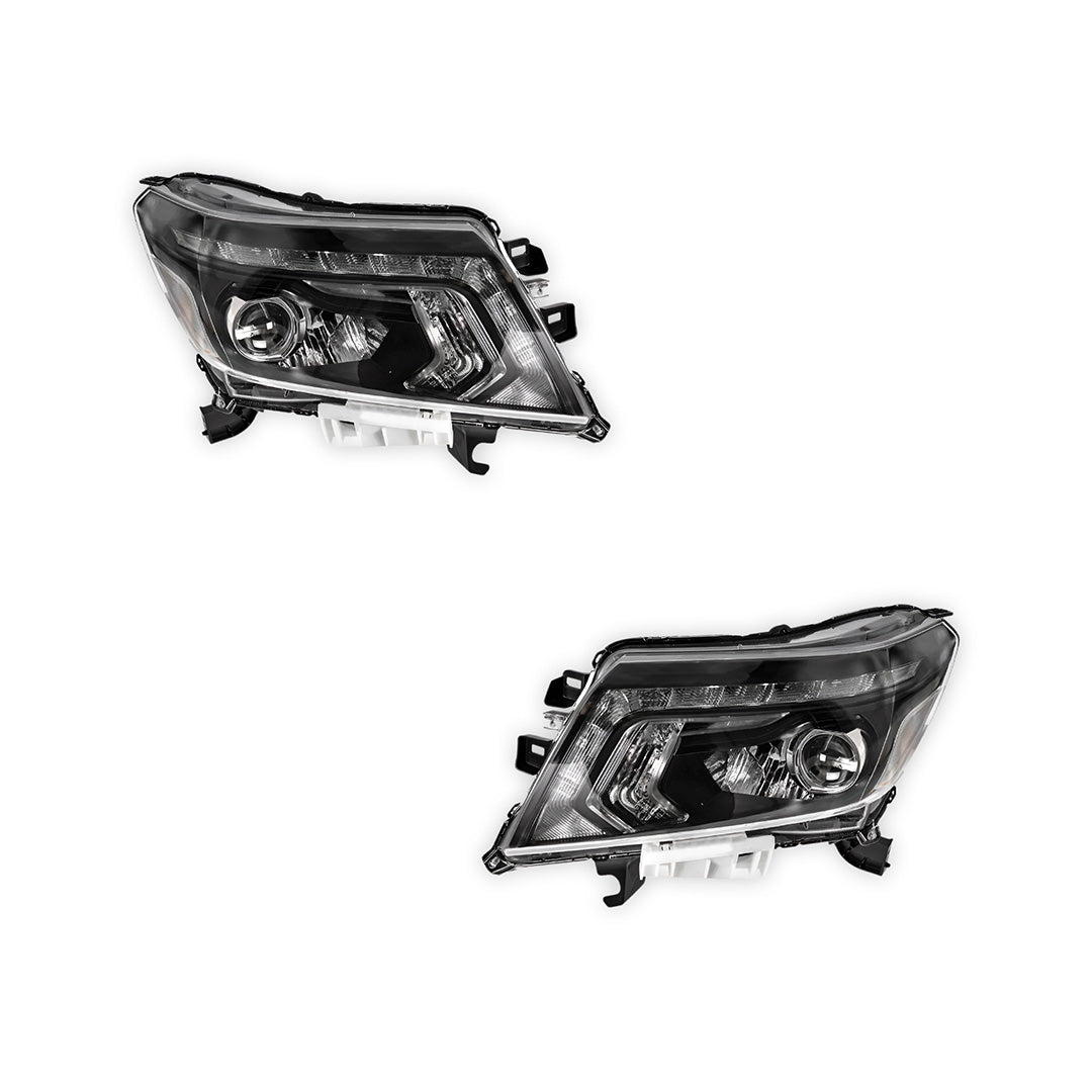 Nissan Navara D23 NP300 (2015 - 2021) Black LED OEM Style Headlights LH + RH