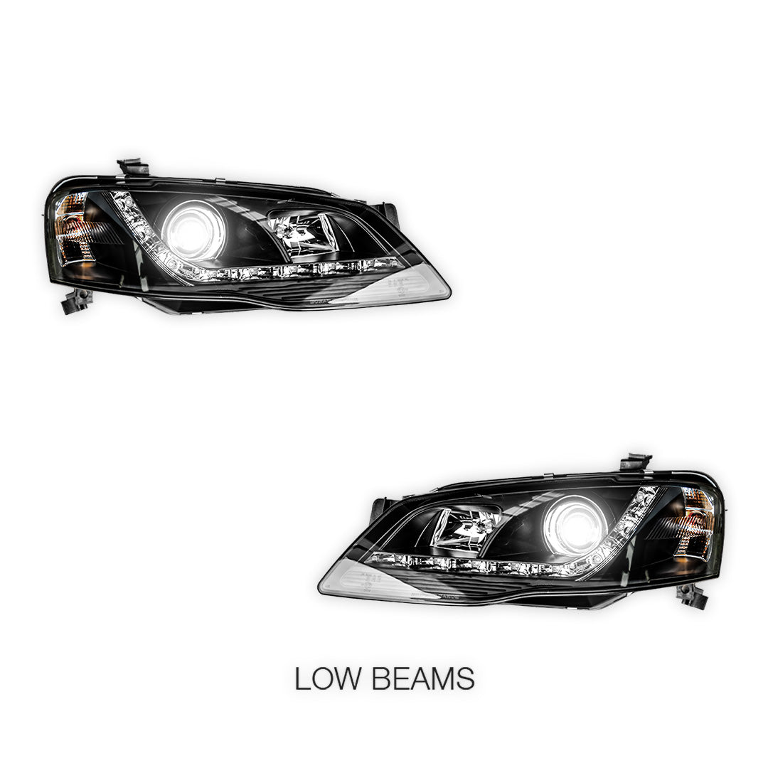Ford Falcon BF Series 2 (2006 - 2008) Black LED Headlights LH + RH