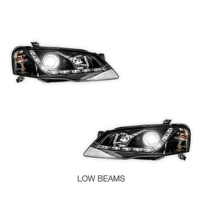 Ford Falcon BF Series 2 (2006 - 2008) Black LED Headlights LH + RH