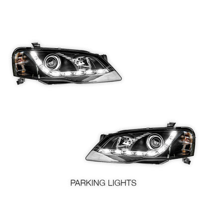 Ford Falcon BF Series 2 (2006 - 2008) Black LED Headlights LH + RH