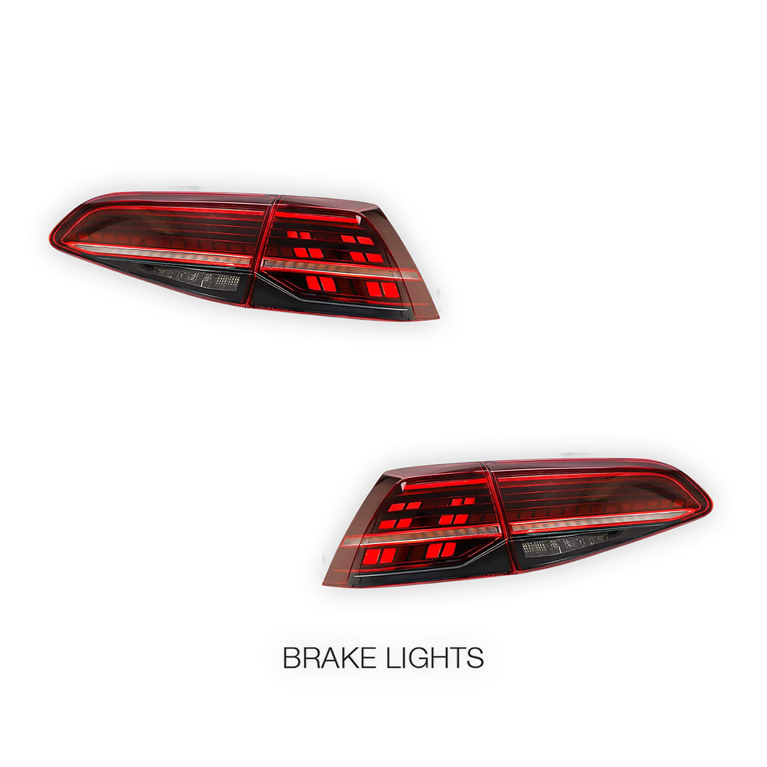 Volkswagen Golf MK7 (2013 - 2019) Sequential Red Full LED Tail Lights LH + RH