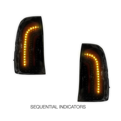 Toyota Hilux N80 / Revo Rocco (2015 - 2024) Sequential Smoked 3D Stripe Bar Full LED Tail Lights LH + RH