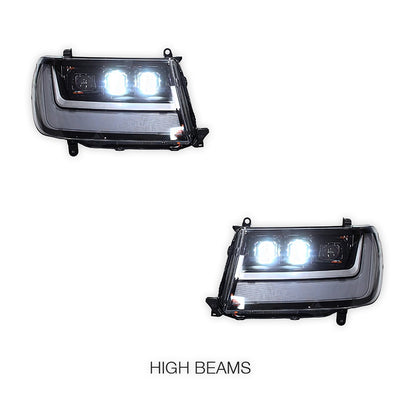 Toyota LandCruiser 100 Series (2005 - 2007) Sequential Full LED DRL Projector Headlights LH + RH