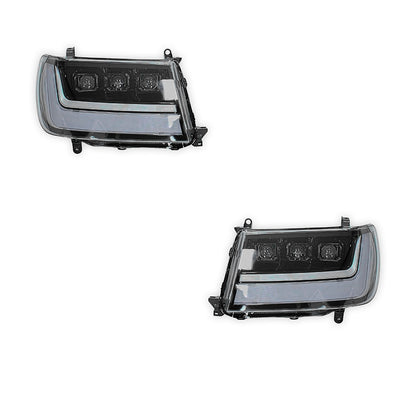 Toyota LandCruiser 100 Series (2005 - 2007) Sequential Full LED DRL Projector Headlights LH + RH