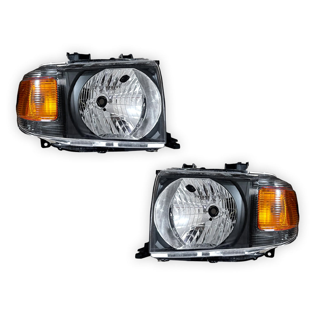Toyota LandCruiser VDJ 70 / 76 / 78 / 79 Series (2007 - 2019) Black Headlights LH + RH