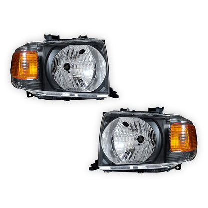 Toyota LandCruiser VDJ 70 / 76 / 78 / 79 Series (2007 - 2019) Black Headlights LH + RH