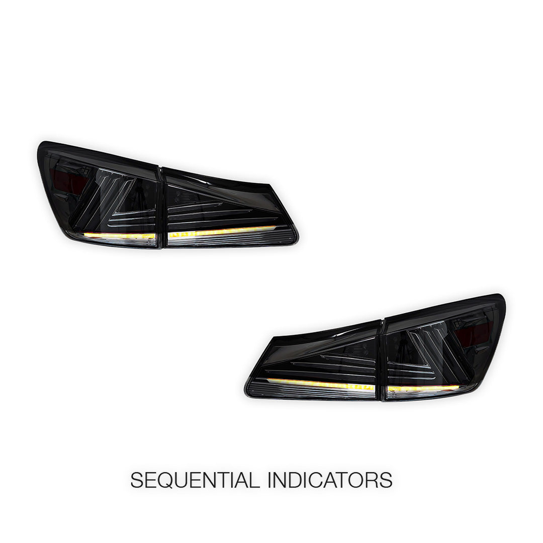 Lexus IS-F USE20 (2008 - 2012) Sequential Smoked Full LED Tail Lights LH + RH