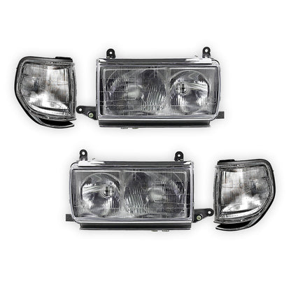 Toyota LandCruiser 80 Series Sahara (1990 - 1998) OEM Style Headlights & Corner Lights LH + RH