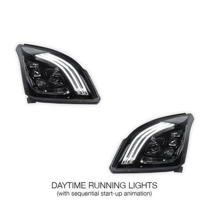 Toyota Prado 120 Series All Models (2003 - 2009) Sequential Black Demon Eye LED DRL Projector Headlights LH + RH