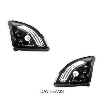 Toyota Prado 120 Series All Models (2003 - 2009) Sequential Black Demon Eye LED DRL Projector Headlights LH + RH