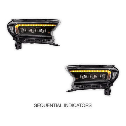 Ford Ranger PX MK2 / MK3 (2016 - 2021) Projector LED Headlights LH + RH
