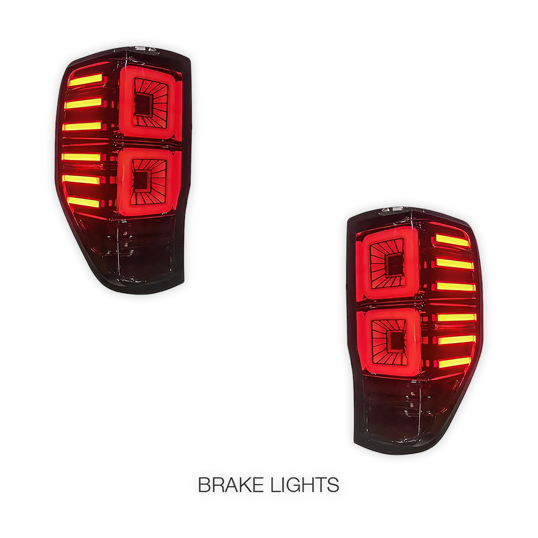 Ford Ranger PX MK1 / MK2 / MK3 (2012 - 2021) Smoked Block-Style LED Tail Lights LH + RH