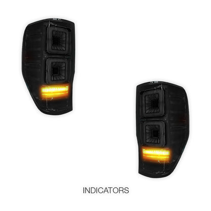 Ford Ranger PX MK1 / MK2 / MK3 (2012 - 2021) Smoked Block-Style LED Tail Lights LH + RH